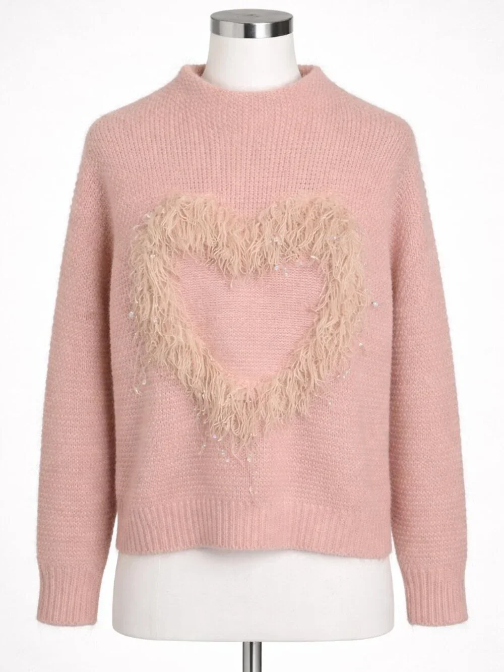 Molly Bracken Fuzzy Heart Knit Sweater